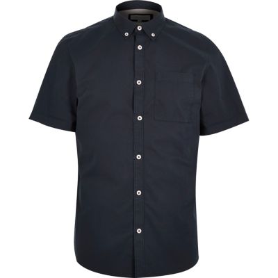 Navy twill short sleeve shirt